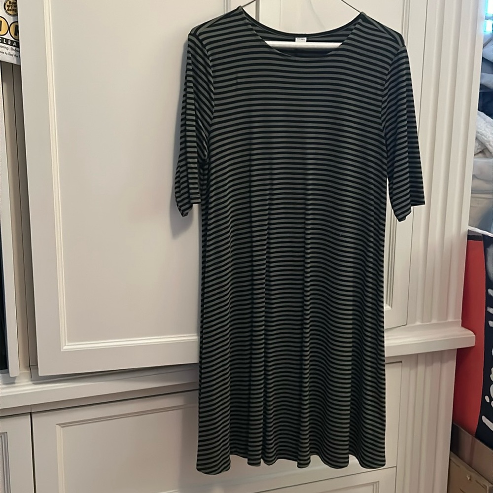 Green/grey striped medium Old Navy tshirt dress